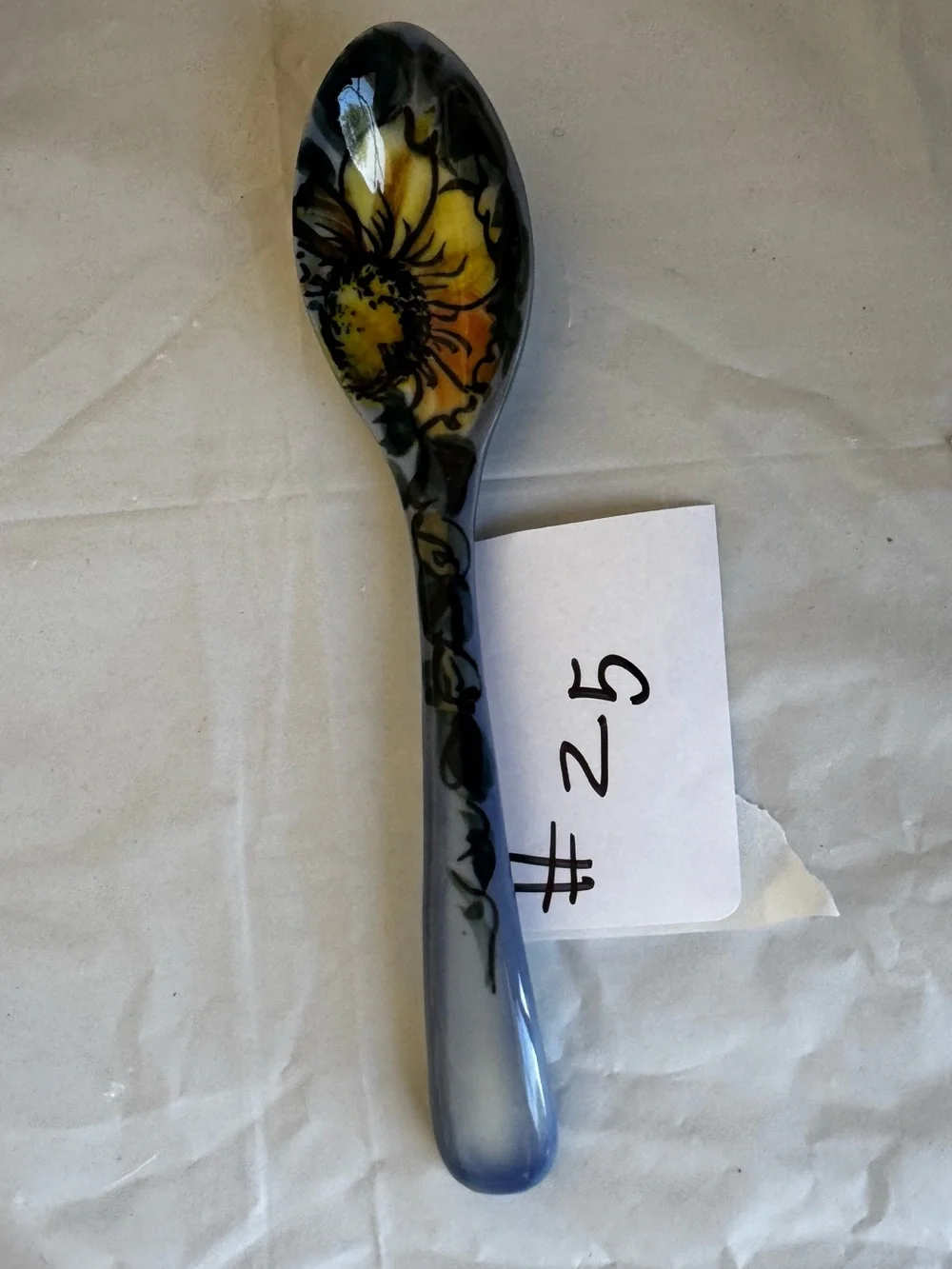 Polish Pottery Blue Ceramic Spoon